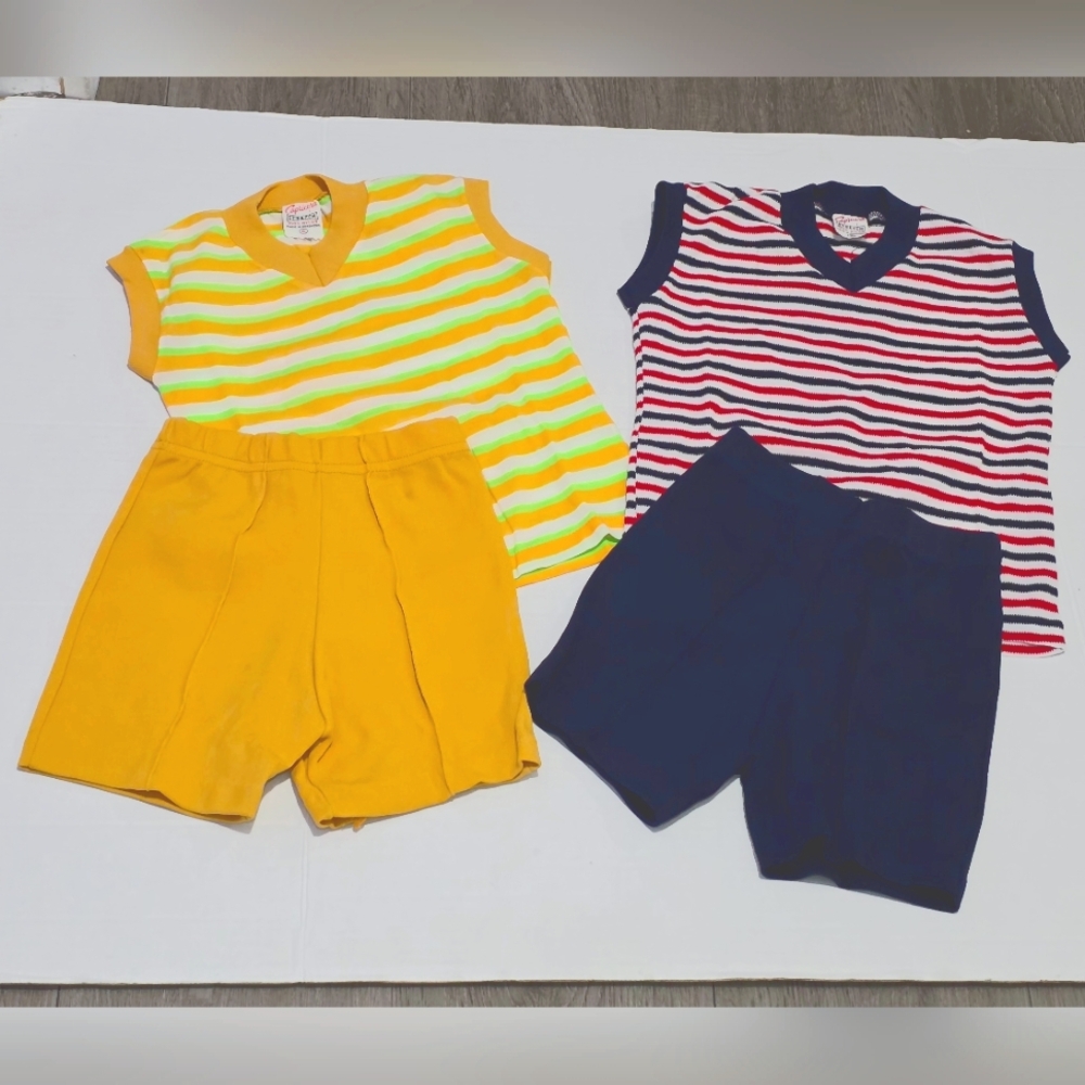 Vintage 1960's-70's Shorts Sets Kids Size 6 Capricorn Stretch 100% Nylon